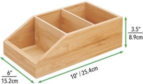 img 1 attached to Bamboo Wood Food Storage Bin with 3 Divided Compartments and Front Slope for Kitchen Cabinet, Pantry, Shelf Organization of Seasoning Packets, Powder Mixes, Spices, Snacks - Natural