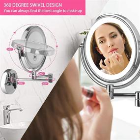 img 1 attached to 💄 SanaWell Wall Mounted LED Makeup Mirror - 3X Lighted Vanity Mirror with 8 Inch Double-Sided 360° Rotation, Chrome Finish - Ideal for Bathroom