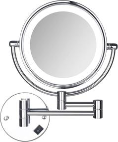 img 4 attached to 💄 SanaWell Wall Mounted LED Makeup Mirror - 3X Lighted Vanity Mirror with 8 Inch Double-Sided 360° Rotation, Chrome Finish - Ideal for Bathroom