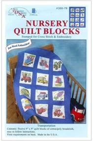 img 1 attached to Jack Dempsey Needle Art 30079 Nursery Quilt Transportation Blocks - Set of 12, 9-Inch-by-9-Inch, White