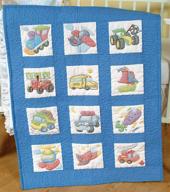 jack dempsey needle art 30079 nursery quilt transportation blocks - set of 12, 9-inch-by-9-inch, white logo