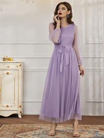 img 1 attached to Stylish and Versatile: MakeMeChic Womens Bishop Sleeve Belted Women's Clothing and Dresses