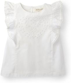 img 4 attached to Flutter Eyelet Top for Girls - Hope & Henry