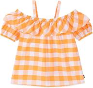 nautica girls shoulder gingham orange logo