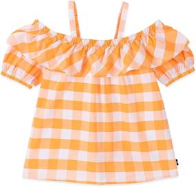 img 1 attached to Nautica Girls Shoulder Gingham Orange