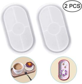 img 3 attached to 🍶 AFUNTA Oval Silicone Coaster Mold - 2 Pack Soft Flexible Crystal Silicone Molds for Casting with Resin, Concrete, Cement, and Polymer Clay - Transparent White