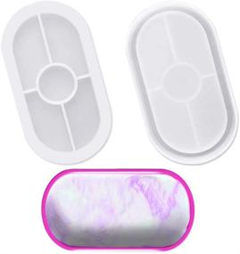 img 4 attached to 🍶 AFUNTA Oval Silicone Coaster Mold - 2 Pack Soft Flexible Crystal Silicone Molds for Casting with Resin, Concrete, Cement, and Polymer Clay - Transparent White