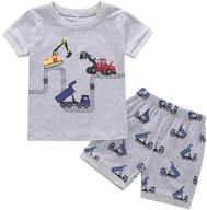 👕 pobidoby toddler boys cotton t-shirt and shorts set | short sleeve cartoon little boy clothing outfit logo