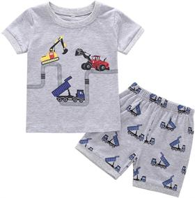 img 4 attached to 👕 POBIDOBY Toddler Boys Cotton T-Shirt and Shorts Set | Short Sleeve Cartoon Little Boy Clothing Outfit