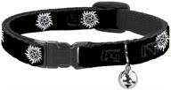 🐱 winchester pentagram repeat black white breakaway cat collar [8-12 inches, 0.5 inch width] logo