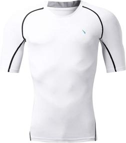 img 3 attached to Stay Cool and Dry with Nooz 4 Way 👕 Stretch Men's Cool Tech Quick Dry Compression Short Sleeve T-Shirt