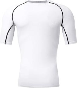 img 2 attached to Stay Cool and Dry with Nooz 4 Way 👕 Stretch Men's Cool Tech Quick Dry Compression Short Sleeve T-Shirt