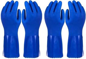 img 4 attached to 🧤 Extra Large Long Dishwashing Gloves for Kitchen, Cleaning, Scrubbing (2 Pairs, XXL)