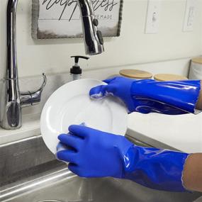 img 3 attached to 🧤 Extra Large Long Dishwashing Gloves for Kitchen, Cleaning, Scrubbing (2 Pairs, XXL)