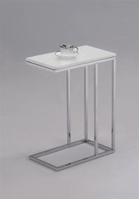 img 1 attached to 🔲 Chic Snack Side End Table: Stunning White Finish with Chrome accents