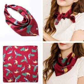 img 3 attached to 🧣 Elegant Vintage Satin Square Neckerchief: Women's Accessories, Scarves & Wraps