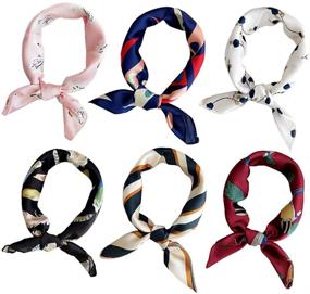 img 4 attached to 🧣 Elegant Vintage Satin Square Neckerchief: Women's Accessories, Scarves & Wraps