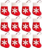 🎅 набор из 12 рождественских носков san tokra для приборов со снежинками: сумка для конфет, нож, ложка, вилка, маленькие носочки для украшения рождественского стола. логотип