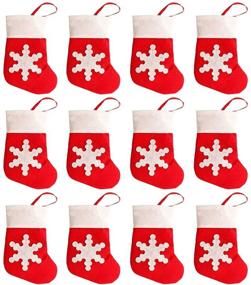 img 4 attached to 🎅 San Tokra Set of 12 Christmas Socks Snowflake Tableware Holders: Candy Pouch Bag Knife Spoon Fork Bag Mini Stockings for Xmas Decorations on Dinner Table