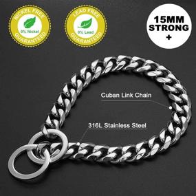 img 2 attached to 🐶 Stylish and Durable Cuban Link Dog Collar for Small, Medium, and Large Dogs - Loveshine Chain Dog Collar (15MM Thick, High Polished Silver)