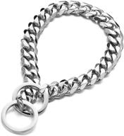 🐶 stylish and durable cuban link dog collar for small, medium, and large dogs - loveshine chain dog collar (15mm thick, high polished silver) logo