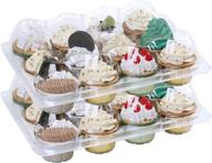 🧁 lotfancy dozen cupcake containers: bulk pack of 12 plastic cupcake boxes with detachable lid - disposable muffin carrier for standard size - 12 compartment holder логотип