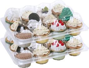 img 4 attached to 🧁 LotFancy Dozen Cupcake Containers: Bulk Pack of 12 Plastic Cupcake Boxes with Detachable Lid - Disposable Muffin Carrier for Standard Size - 12 Compartment Holder