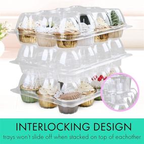 img 2 attached to 🧁 LotFancy Dozen Cupcake Containers: Bulk Pack of 12 Plastic Cupcake Boxes with Detachable Lid - Disposable Muffin Carrier for Standard Size - 12 Compartment Holder