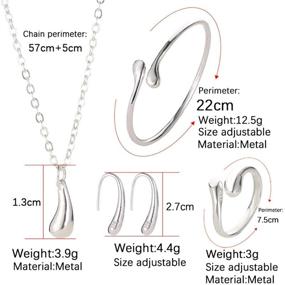 img 2 attached to Stunning 4PCS 925 Sterling Silver Jewelry Set: Teardrop Pendant Necklace, Earrings, Bracelet & Ring - Perfect for Parties, Meetings, Dates, Weddings, Birthdays!