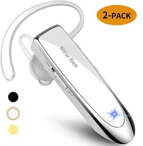 img 4 attached to 🎧 [2 пакета] Новая bluetooth гарнитура New bee V5.0 беспроводная гарнитура для длительных поездок, со 60 дневным режимом ожидания, шумоподавляющим микрофоном и чехлом для гарнитуры - совместима с iPhone, Android, ноутбуками, водителями грузовиков (белая)