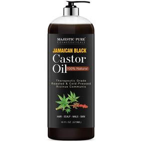 img 4 attached to 🌿 Majestic Pure Organic Jamaican Black Castor Oil - Hair Growth & Natural Skin Care, Roasted & Cold-Pressed - Massage, Scalp, Hair, Nails - 16 fl oz