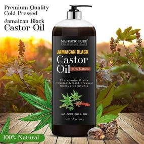 img 3 attached to 🌿 Majestic Pure Organic Jamaican Black Castor Oil - Hair Growth & Natural Skin Care, Roasted & Cold-Pressed - Massage, Scalp, Hair, Nails - 16 fl oz