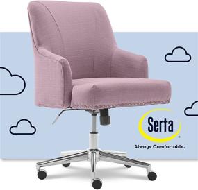 img 4 attached to Serta Leighton Home Office Memory Foam Height-Adjustable Desk Accent Chair, Chrome-Finished Stainless-Steel Base, Twill Fabric in Fresh Lilac - Enhanced SEO