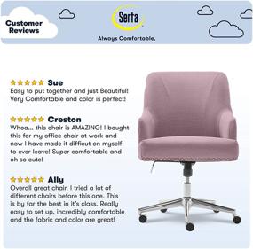 img 1 attached to Serta Leighton Home Office Memory Foam Height-Adjustable Desk Accent Chair, Chrome-Finished Stainless-Steel Base, Twill Fabric in Fresh Lilac - Enhanced SEO