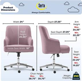 img 2 attached to Serta Leighton Home Office Memory Foam Height-Adjustable Desk Accent Chair, Chrome-Finished Stainless-Steel Base, Twill Fabric in Fresh Lilac - Enhanced SEO