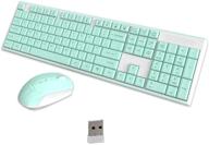 🔋 green wireless keyboard mouse combo, 2.4g usb cordless cute lightweight mute chocolate keyboard and optical mouse set with adjustable dpi for office, gaming, home use on notebook, laptop, computer logo