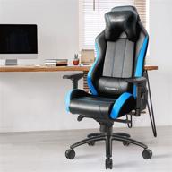 focuseat ergonomic gaming chair with headrest and lumbar support, 4d soft arm rest, adjustable height swivel computer chair, pu leather, seat lock, large pc chair for adults (blue) логотип