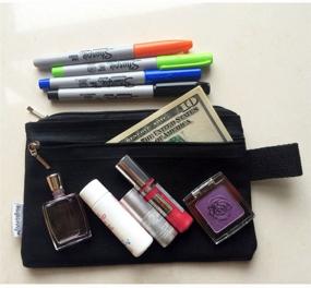 img 1 attached to Versatile 5-Pack: Augbunny 100% Cotton Canvas Zipper Pouch Set for Makeup, Coins, Phone, Pens