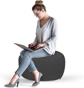 img 3 attached to 🔲 Modern Abstract Dark Grey Ottoman Pouf with Triangles Checkered Design - Stylish and Soft Foot Rest for Living Room and Bedroom