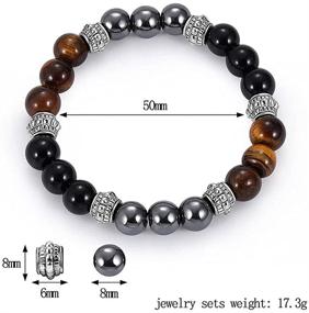 img 3 attached to Exquisite Three Kinds of Beads Bracelet: Black Frosted Stone, Tiger Eye, Iron Gallstone – Elegant and Spaced Apart