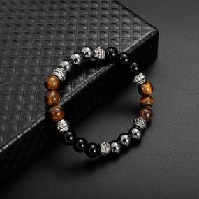 img 2 attached to Exquisite Three Kinds of Beads Bracelet: Black Frosted Stone, Tiger Eye, Iron Gallstone – Elegant and Spaced Apart