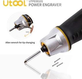 img 1 attached to 🔧 Utool Engraver 24W: Wood, Metal, Glass Engraving & Etching Tool with Soft Rubber Grip. Includes 4 Replaceable Tungsten Carbide Steel Bits & Letter/Number Template