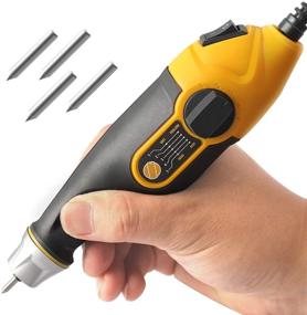 img 4 attached to 🔧 Utool Engraver 24W: Wood, Metal, Glass Engraving & Etching Tool with Soft Rubber Grip. Includes 4 Replaceable Tungsten Carbide Steel Bits & Letter/Number Template
