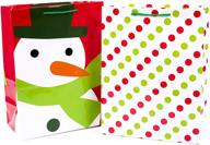 🎁 shop festive hallmark 12" large holiday gift bags in snowman design (2-pack) - green and red polka dots logo