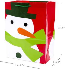 img 1 attached to 🎁 Shop Festive Hallmark 12" Large Holiday Gift Bags in Snowman Design (2-Pack) - Green and Red Polka Dots