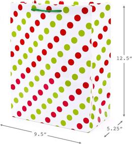 img 2 attached to 🎁 Shop Festive Hallmark 12" Large Holiday Gift Bags in Snowman Design (2-Pack) - Green and Red Polka Dots