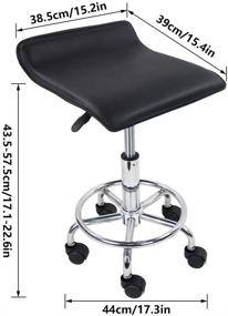 img 2 attached to KKTONER Square Height Adjustable Rolling Stool: Comfortable Foot Rest, Leather Seat Cushion - Perfect for Spa, Salon, Tattoo, Office or Work