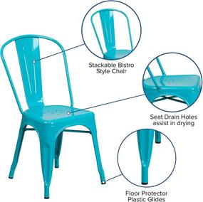 img 3 attached to 💺 Stylish and Durable Flash Furniture Crystal Teal-Blue Metal Chair for Indoor and Outdoor Use