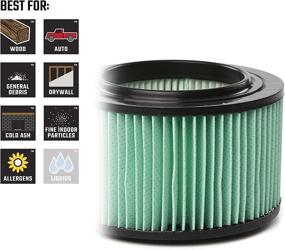 img 2 attached to 🔍 CRAFTSMAN CMXZVBE38740 1/2 Height HEPA Media Wet/Dry Vac Replacement Filter for 3-4 Gallon Shop Vacuums - Green/Black