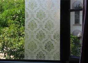 img 1 attached to 🪟 VSUDO Static Cling Window Film for Privacy - 1 Roll 35.4"x78.7", Damascus Pattern, Home/Office Tint Sticker (19.37 Sq. Ft Total)